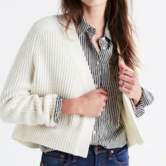 Madewell Antique Cream Crop Cardigan Sweater Sz XS - Picture 1 of 6